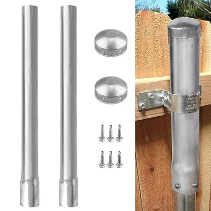 2 Pack 2-3/8" OD Metal Post Extender, 36" Fence Post Extension Height, Hot-dip Galvanized Steel, Includes Screws and Caps - size: 2-3/8 in dia x 36 in