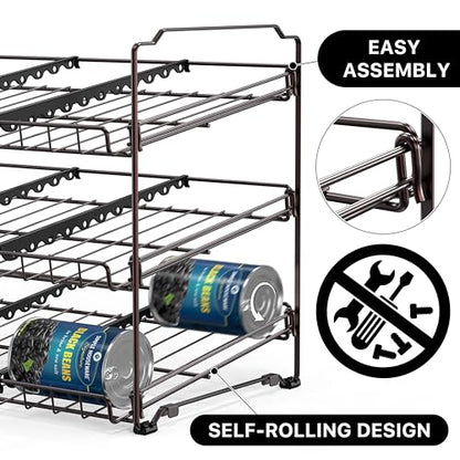 Simple Houseware 3-Tier Stackable Can Organizer Rack Hold 36 Cans, Bronze - color: Bronze