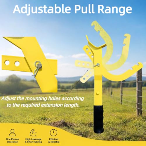 Heavy Duty Fence Stretcher Tool for Chain Link, Fence Puller Tool for Easy One Person Operation, Adjustable Pull Range, Fits 1-3/8" to 4" Posts - size: Compatible Post Size: 1-3/8" to 4"