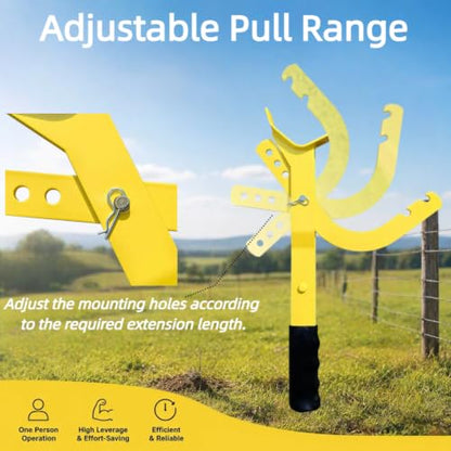 Heavy Duty Fence Stretcher Tool for Chain Link, Fence Puller Tool for Easy One Person Operation, Adjustable Pull Range, Fits 1-3/8" to 4" Posts - size: Compatible Post Size: 1-3/8" to 4"