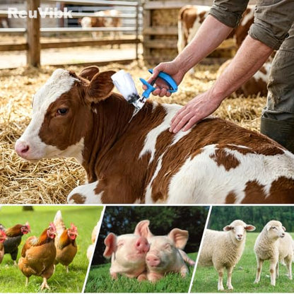 5ml Continuous Self-Refilling Livestock Syringe, 10 Needles Included - color: Blue