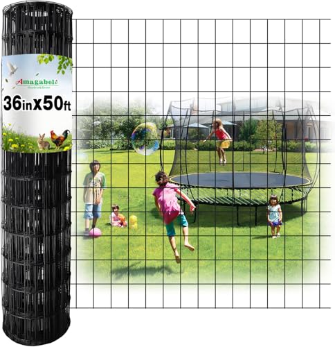 Amagabeli Black Coated Welded Wire Fence 2 inch x 3 inch 36inch x 50ft 16 Gauge Garden Fence Chicken Wire Fencing Roll PVC Vinyl Coating Metal Wire Flower Bed Dog Barrier Plant Poultry Netting Cage - color: Black, size: 2''x3'' 16GA 36''x50'