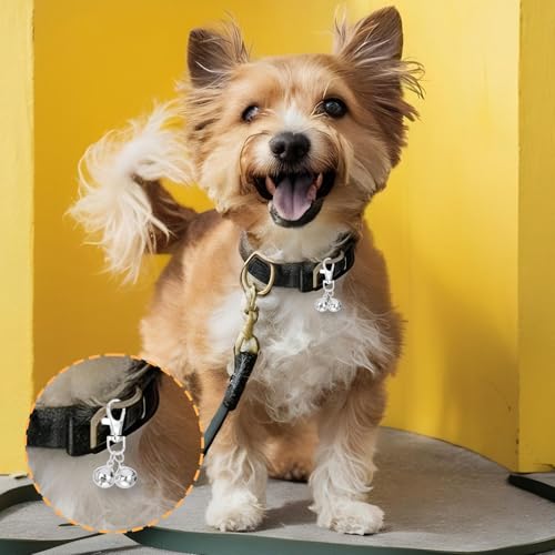 TIESOME 4 Pcs Dog Collar Bell, Mini Dog Collar Bell for Small Dogs & Cats, Lightweight Rust‑Resistant Metal Pendant, Perfect for Training, Safety and Identification, Silver