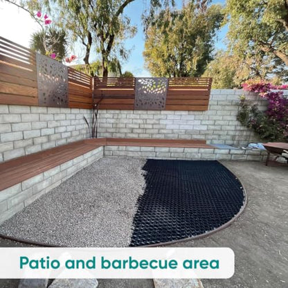 Vodaland Permeable HexPave System - Grass & Gravel Pavers - 100% Recycled PPE Plastic, Handles 27,000 lbs, 1" Depth, 65 s.f / 22 Units - size: 65 Sq Ft