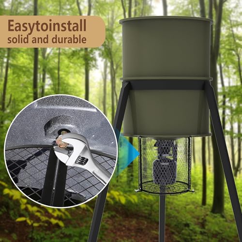 Deer Feeder Varmint Guard, 12.3” x 11.8” Varmint Cage for Feeders | All-Metal Deer Feeder Cage, Protective Cages for Feeder Keeping Wildlife Away Outdoor Hunting - color: black