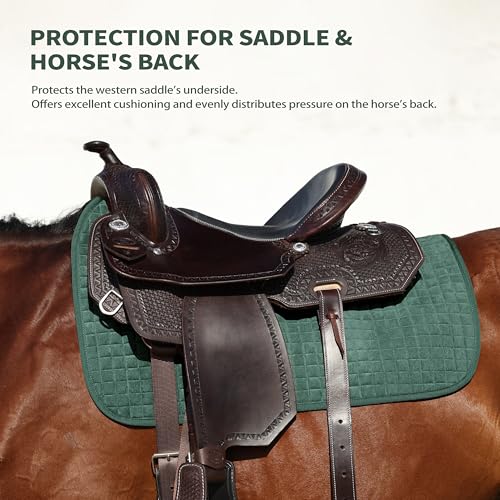 Tackmore All-Purpose Square Quilted Western Saddle Pad, Horse Saddle Pad - color: Green