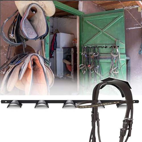 2Pcs Wall Mounted 5 Spot Bridle Rack - Rounded Tack Rack for Hanging Horse Bridles, Halters, Reins