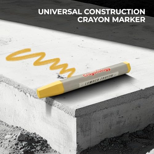 Lumber Crayons – Yellow, Pack of 12 | Hexagonal Construction Marking Crayons for Wood, Concrete, Asphalt, Metal | Durable, Smudge-Free, Break-Resistant - color: Yellow