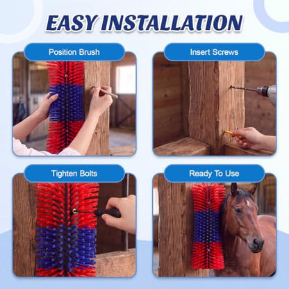 FillTouch 6 Pack Livestock Scratch Brush with Screws, Horse Scratching Post Goat Scratcher Brushes, Full Massage Grooming Brush for Cow, Cattle, Sheep, Pig Back Itching Relieve, 17.1 x 7.2 Inch