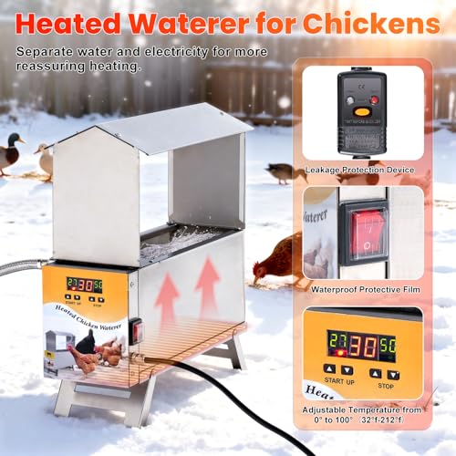 Heated Chicken Waterer Anti-Freeze Thermostat Control with Adjustable Leg