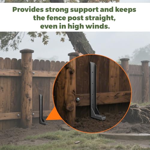 Fence Post Repair Kit, Thickened Heavy Duty Fence Post Anchor Stakes for Repair Tilted, Broken Wood Posts Support (Black, 8 Pack) - color: Black-8 Pack