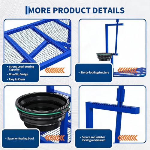400LBS Goat Milking Stand with Feed Bin, 35" Adjustable Grooming Table - color: Blue, size: 35 inch