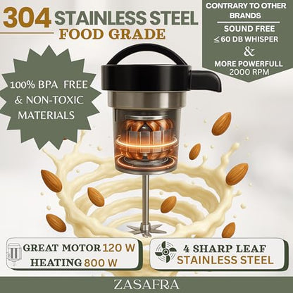 8-in-1 Nut Milk Maker Machine, 50oz/1.5L Almond Milk Maker with Built-In Strainer (No Mesh Bags), Stainless Steel Blender for Vegan Oat, Soy, Cashew & Pistachio Milk, Soups & Smoothies
