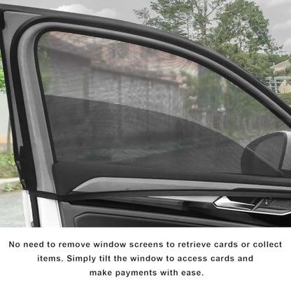 2 PCS Car Window Shades, Double-Layer Automotive Front Side Window Sunshade Blocks UV Rays & Sun Glare, Breathable Mesh Screen Stretch Sun Protection Cover for Most SUVs - color: Car Front, 2 PCS