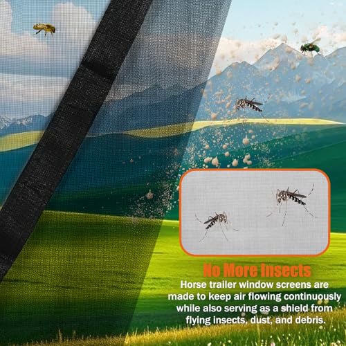Horse Trailer Window Screen with Hook and Loop, Horse Trailer Accessories to Protect the Horse's Eyes and Ears from Bugs and Debris and Enhances Air Circulation - style: 1 Pack