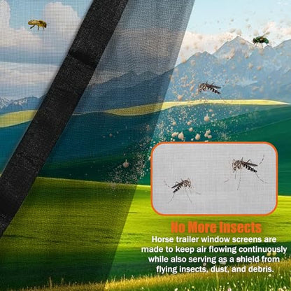 Horse Trailer Window Screen with Hook and Loop, 2 Pack Horse Trailer Accessories to Protect the Horse's Eyes and Ears from Bugs and Debris and Enhances Air Circulation (1) (2 Packs) - style: 2 Packs