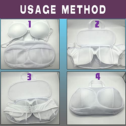 Large Bra Laundry Bags for Washing Machine, Fits All Cups Anti Deformation Bra Washing Bag, Lingerie Bags for Washing Delicates (2 Pack White) - color: 2 Pack White
