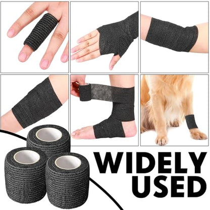 Treela 36 Pcs Self Adherent Bandage 2" X 5 Yard Wrap Breathable - color: Black, size: 2" X 5 Yard