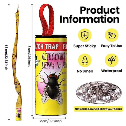 Qualirey 80 Pack Fly Strips Sticky Fly Trap Indoor Outdoor Hanging Fly Ribbon Tape Paper Flying Insect Trap Gnat Killer Traps for Fruit Flies, Bug, Insect, Pest (Yellow) - color: Yellow