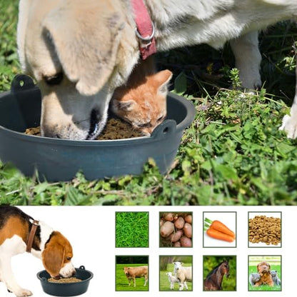 Sadnyy 5 Pcs Feed Pan 0.75 Gallon/3 Quart Utility Horse Feed Bucket Livestock Feeder Tubs Ox Tendon Bowl for Horses Dog Cats Goats Chicken Dust Bath - size: 0.75 Gallon/3 Quart
