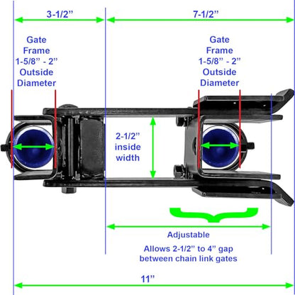 Black Powder Coated Commercial Strong Arm Double Gate Latch for Chain Link Fence – Securely Closes Two Gates Without Drop Rod, Fits 1-5/8" to 2" Frames, Heavy Duty Steel – 1 Latch - color: Black, size: COMMERCIAL