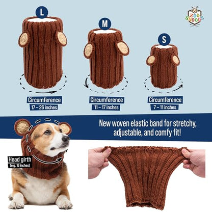 Ram Goat Costume - Warm Knit Dog Snood Wrap for Pets, Neck Ear Cover Protection, Halloween Winter (Medium) - size: Medium