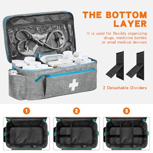 Boczif First Aid Bag Empty, Emergency Kit Bag(Grey with shoulder strap) - color: Grey with shoulder strap
