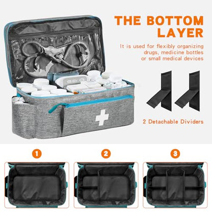 Boczif First Aid Bag Empty, Emergency Kit Bag(Grey with shoulder strap) - color: Grey with shoulder strap