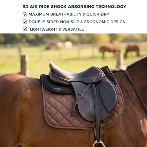 3D Air-Mesh Half Saddle Pad with Memory Foam Inserts | Dual-Sided Non-Slip, Breathable Fabric, Pressure Relief, Shock-Absorbing Cushion, Great for Dressage Jumping Training