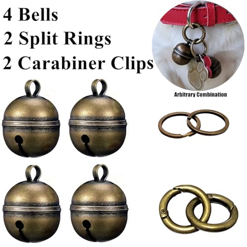 Dog Bells for Pet Tracking, 4 Extra Loud Dog & Cat Bells for Collar
