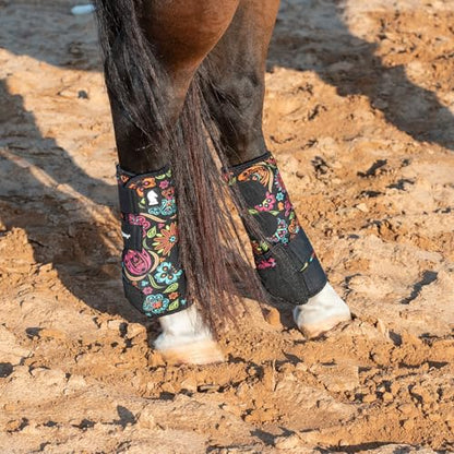 Classic Equine Legacy2 Support Boots, Front and Hind - color: Neon Flower, size: Medium