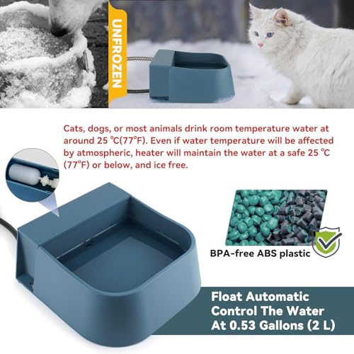 NAMSAN Automatic Water Dispenser for Dogs, Heated Watering Trough Outdoor Cat Feeder, Water Bowl Dispenser Heater for Small to Large Pets, Wild Animals, Bird Bath Dish Water Auto-Fill