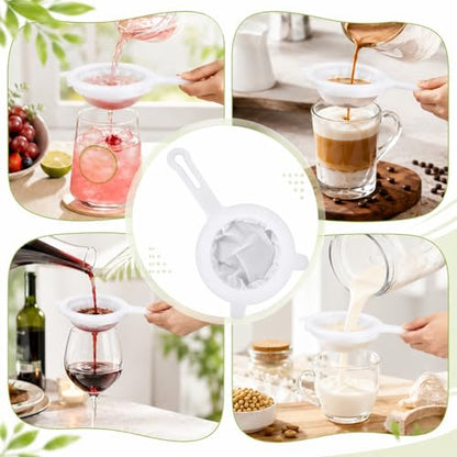 Kitchen Ultra Fine Nylon Mesh Strainer, 400 Mesh Fine Mesh Strainer with Handle Mesh Sieve Kitchen Filter Tool for Liquids Soy Milk Coffee Milk Yogurt Juice Tea Leaf Filter Wine