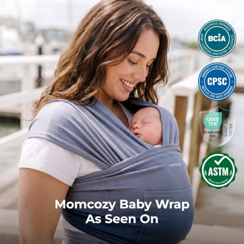Momcozy Baby Wrap Carrier, Easy-On 2-Piece Design, Newborn to 33 lb - color: Gradient Blue