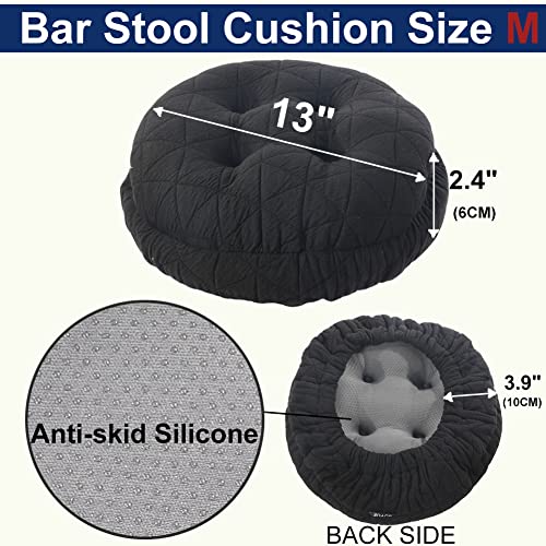 BUYUE Round Bar Stool Seat Cushion, Dia.13 Luxury Fashion Jacquard with Anti-Skid Silicone Bar Stool Cushion Padded (Black, M,1 Count) - color: Black, style: Round M