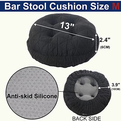 BUYUE Round Bar Stool Seat Cushion, Dia.13 Luxury Fashion Jacquard with Anti-Skid Silicone Bar Stool Cushion Padded (Black, M,1 Count) - color: Black, style: Round M