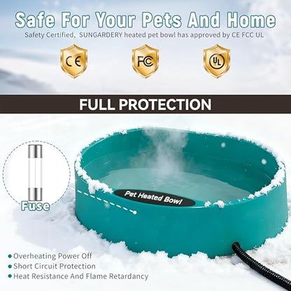 Heated Chicken Waterer, 125OZ Large Capacity Heated Water Bowl for Chickens Coop Dogs Cats Duck Rabbit, Outdoor Freeze Proof Poultry Waterer in Winter with Thermostatic Control
