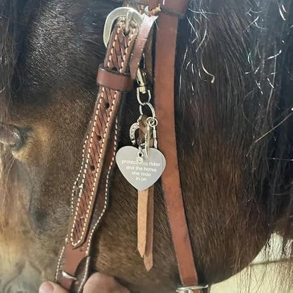 Protect This Rider and The Horse She Rode in On-Saddle Charm, Saddle Heart Charm, Equestrian Riding Gift,Horse Lovers Gifts - color: he