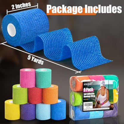 Self Adhesive Bandage Wrap, 2 Inch Elastic Cohesive Athletic Wrap Vet Wrap - color: Multi-colored