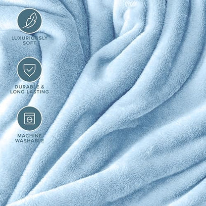 Bare Home Fleece Blanket Luxury Microplush (Full/Queen, Light Blue) - color: 08 - Light Blue, size: Full/Queen