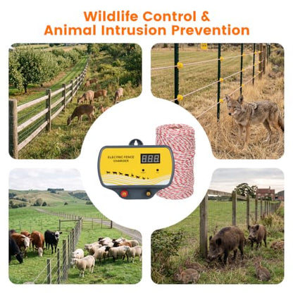 120‑Acre Electric Fence Charger, 12V 12KV 2J Pulse Generator