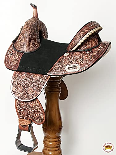 HILASON Western Horse Treeless Trail Barrel American Leather Saddle | for Horses - size: 13 In