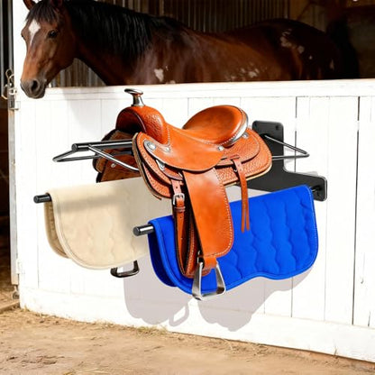 2 Pack Saddle Rack with Double Pad Bar, Wall Mounted Saddle Stand