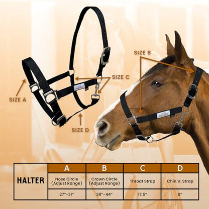 Prairie Horse Supply Nylon Horse Halter - 1 Inch Wide, Horse Halter Adjustable, Horse Harness, Horse Equipment and Supplies - Ideal for Equestrian Use