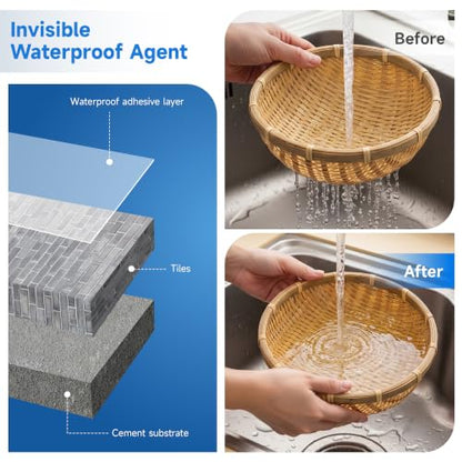 Transparent Waterproof Sealant 70oz, Clear Invisible Coating | 2KG Water-based acrylic sealer, Bonds to roofs, walls, bathrooms, concrete & wood, UV-resistant & flexible, Easy to apply - size: 70 oz