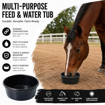 1 Pcs 1 Gallon Rubber Feed Pan with Cleaning Brush for Animals - size: 1 gallon 1PCS
