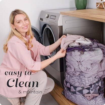Handy Laundry Mesh XL Laundry Bag 24"x36", Heavy Duty Drawstring, Purple - color: Purple