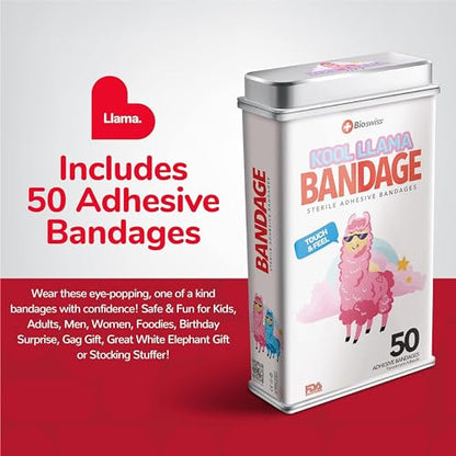 BioSwiss Bandages, Llama Shaped Self Adhesive Bandage Set, Latex Free, Sterile Wound Care, 50 Count - size: 50-Count Tin, style: Llama