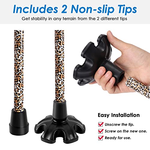 Walking Cane PANZHENG Cane for Man/Woman | Mobility & Daily Living Aids | 5-Level Height Adjustable Walking Stick | Comfortable Plastic T-Handle Portable Walking Stick Folding Cane - color: Cane-Leopard grain