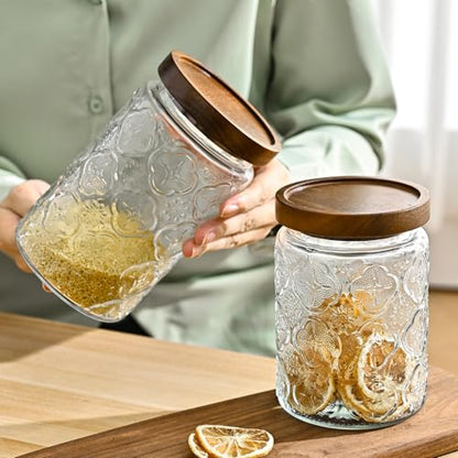 Adodeen Glass Storage Containers With Lids, Glass Jars With Lids, 32OZ - color: window-32oz